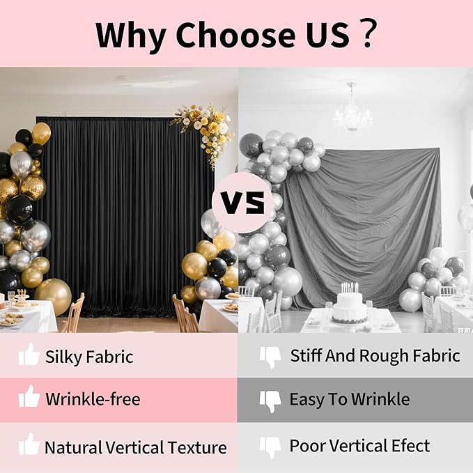 20x10ft Backdrop Curtains for Parties, 4 Panels 5x10ft Photography Backdrop Curtain with Rod Pocket,Backdrop Polyester Background Drapes,Wedding Backdrop Drapes for Birthday Baby Shower Home Decor