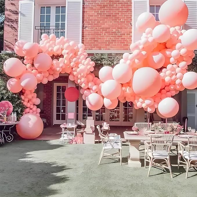 Balloon Column Stand Kit, 2 Stands with 38 Balloons, Pink and White
