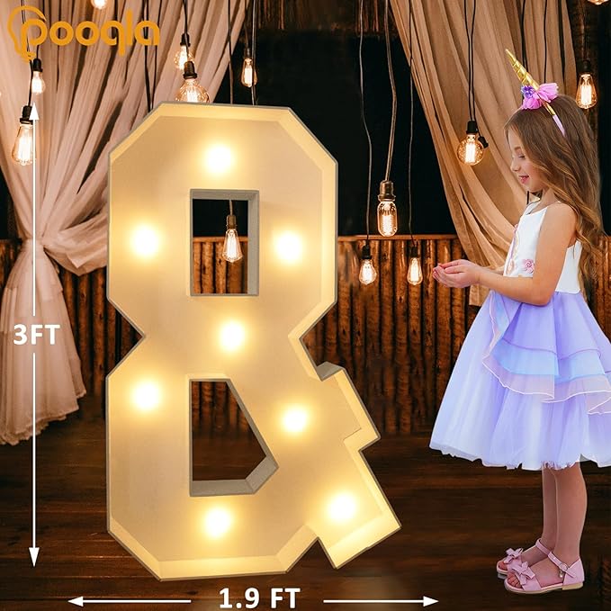Marquee Letters Party Decorations 3FT Light Up with Warm and Cold White LED