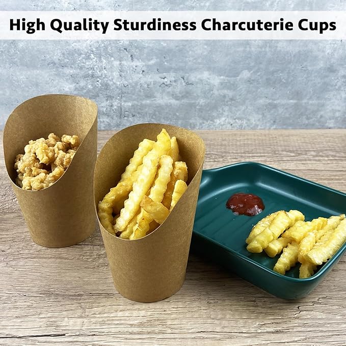 Cups for Fries and Snacks, 14 oz Brown Kraft Paper, Pack of 100
