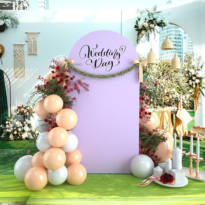 bricia Wedding Arch Backdrop Stand Cover, 5FT Double Sided Stretchy Arch Cover Fitted Wedding Birthday Party Banquet Decoration (Lavender 60''Lx25.2''W)