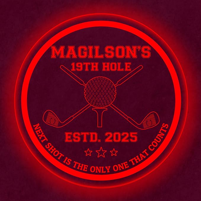 Custom Golf LED Bar Sign – Personalized Color Changing Acrylic Wall Decor for Home Bar, Man Cave, Game Room, or Patio (Golf Bar, 12 INCHES)