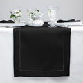 Solino Home Linen Black Table Runner 36 Inches - Classic Hemstitch, 100% Pure Linen Coffee Table Runner 14 x 36 Inch Ideal for Dresser Tables - Fall, Autumn, Halloween, Thanksgiving, Holiday