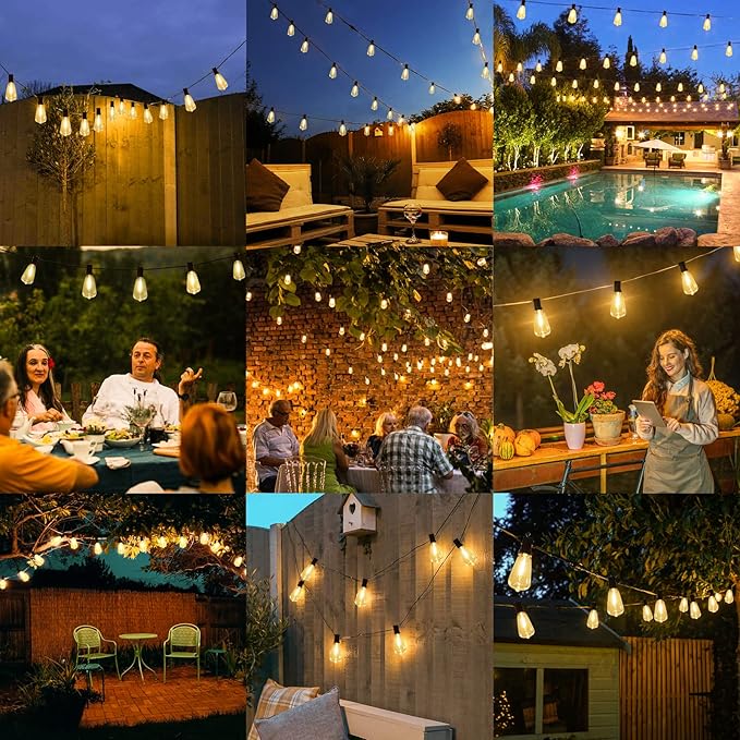 String Lights, 120 Ft Outdoor Edison Bulbs, 62 Shatterproof LED Bulbs