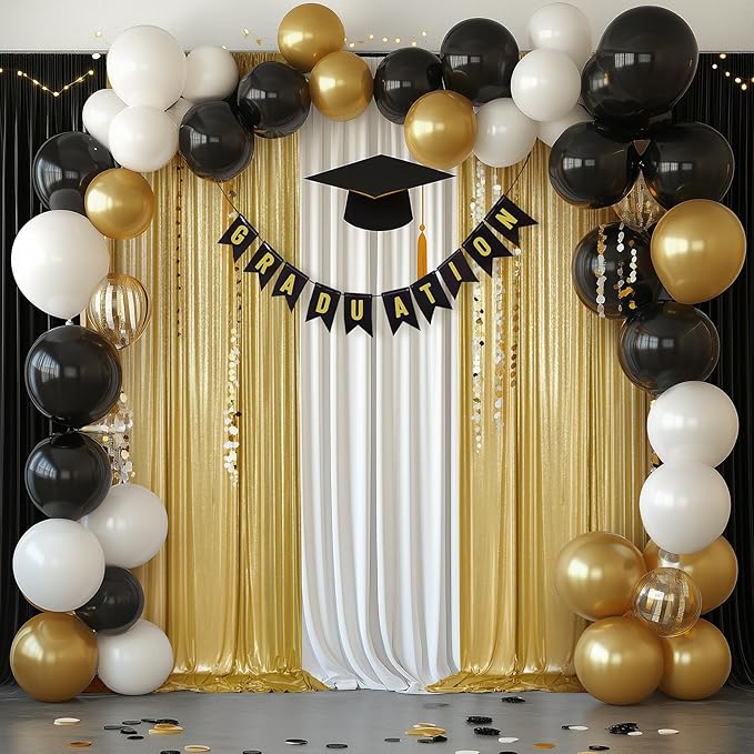 Outpain 10x10ft Gold Sequin Backdrop Curtains -Heavy Duty Gold Photography Backdrops with Non-Shedding Glitter, Wrinkle-Free Stage Drapes for Wedding/Christmas/Studio Shoots (5x10ft 2 Panels)
