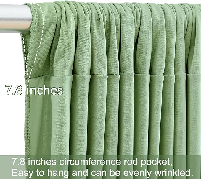 Backdrop Curtain Set, Sage Green, 10 Panels, Wrinkle-Free Fabric