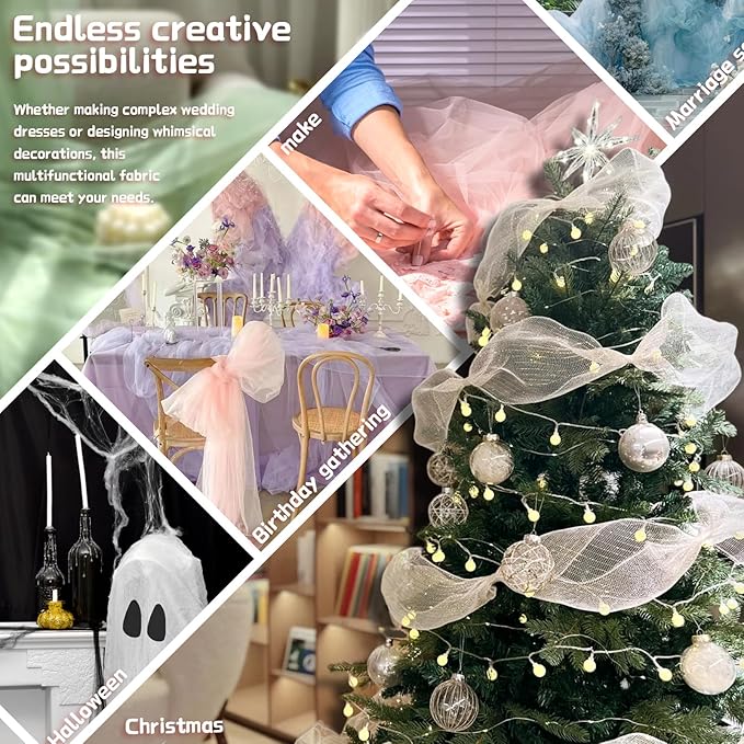 6" x 200 Yards Fuchsia Tulle Fabric Rolls, Hot Pink Spool Tulle Ribbon for DIY Tutu Skirt Wedding Decoration Baby Shower Birthday Party Backdrop Gift Wrapping Bow Craft Supplies