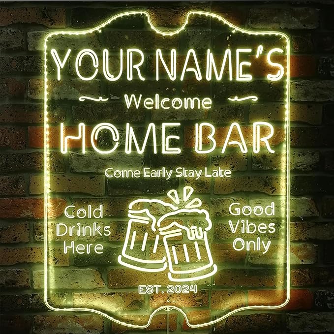 ADVPRO Personalized Your Name Home Bar RGB Dynamic Glam LED Sign - Cut-to-Edge Shape - Smart 3D Decoration - Multicolor Signage st06s32-fnd-p11-tm-c