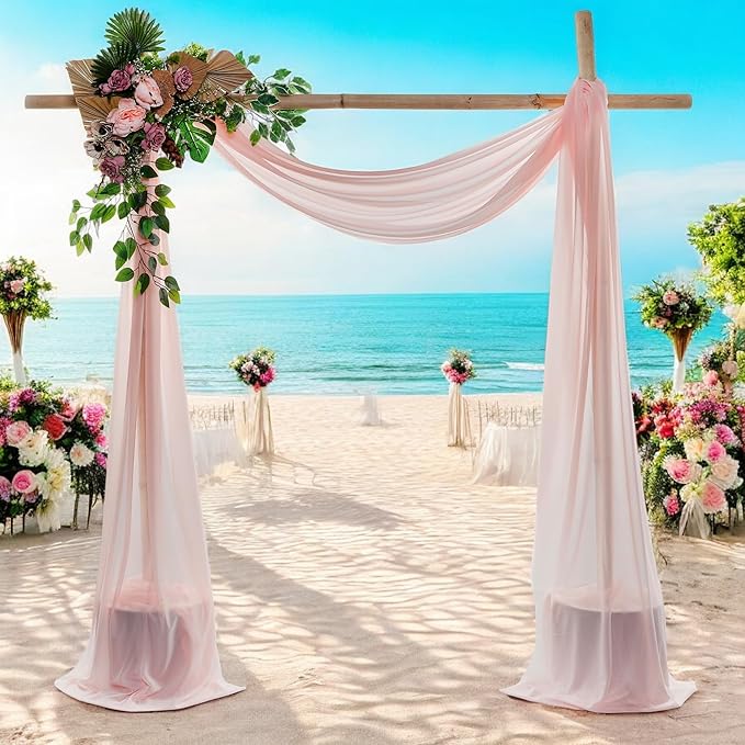 MDS Halloween Chiffon Draping Fabric - 1 Panel, 30" Wide x 100ft Long - Sheer Spooky Arbor & Canopy Drapery for Haunted House Backdrops, Party Ceilings, DIY Costumes & Themed Events - Dusty Rose