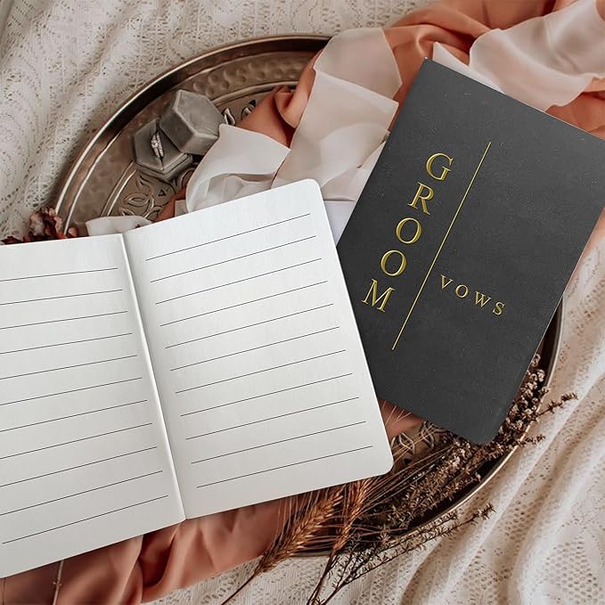 Vow Books His and Hers Wedding Vow Books Bride and Groom with Soft Touch Gold Foil Engraving Wedding Essentials(TR-GB-Black)