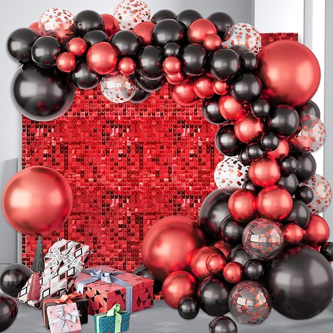 24PCS Red Shimmer Wall Backdrop, Laser Square Sequin Photo Backdrops Panel, Glitter Wall Background for Birthdays, Weddings, Christmas, Engagements, Disco Bachelorette Party Decoration (4FTx6FT)