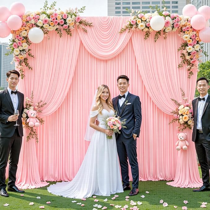 Backdrop Curtains, Blush Pink, 10 Panels, 5 x 12 Ft