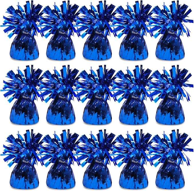 Balloon Weights, Blue 15 Pack, 6 Oz Round Plastic Table Anchors