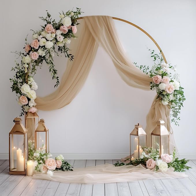 Wedding Arch Draping Fabric 6 Panels 28.7" x 20FT Nude Sheer Chiffon Backdrop Drapes for Wedding Ceremony Birthday Party Bridal Shower Outdoor Decoration