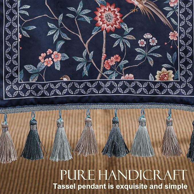 patdrea Vintage Chinoiserie Floral Table Runner Farmhouse for Home Kitchen Dining Decor Parties Family Dinners 12"*71"