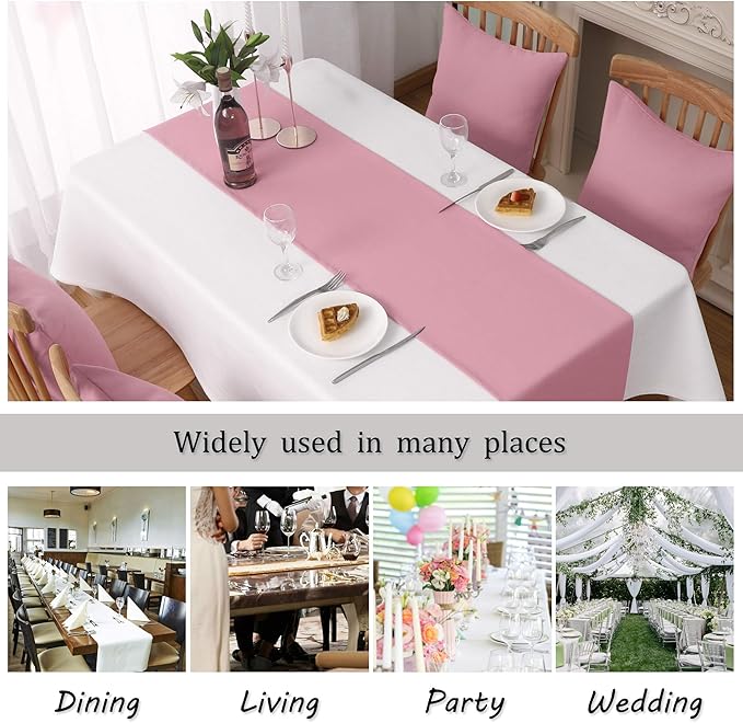 DUALIFE Valentines Day Table Runner 14x72 Inch Pink Table Runner Wedding Anniversary Party Mother's Day Table Runners Decor Hot Pink 2 Pieces