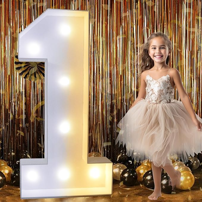 Party Decorations: 3FT Light Up Marquee Number with Warm/Cold White LEDs