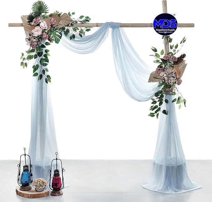MDS Halloween Chiffon Draping Fabric - 2 Panel, 30" Wide x 100ft Long - Sheer Spooky Arbor & Canopy Drapery for Haunted House Backdrops, Party Ceilings, DIY Costumes & Themed Events - Baby Blue
