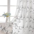 VISIONTEX Sheer Curtains 108 Inch Length 2 Panels, Decor Iron Grey Vine Leaves Embroidery on White Voile Pair, Accent Semi Window Drapes for Kitchen, Living Room and Bedroom, 54" W x 108" L