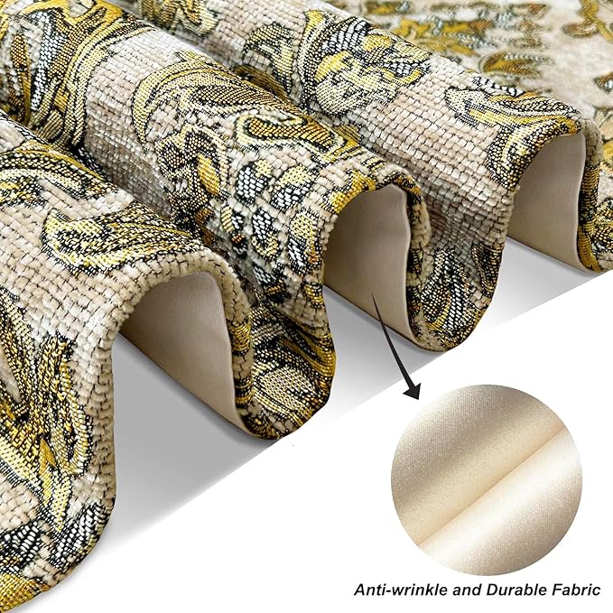 Dazzling Elegant Jacquard Table Runner with Handmade Tassels - Beige (13x84 inch)