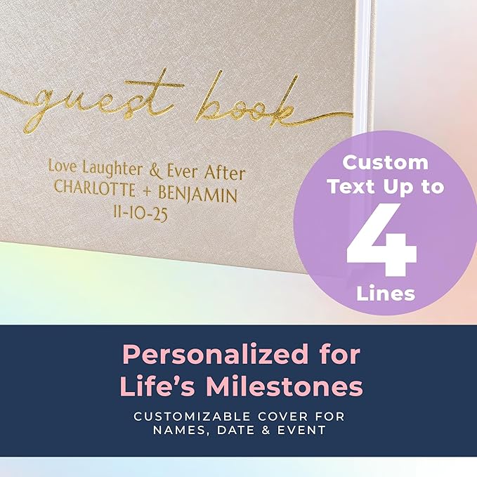 Guestbook for Parties with 110 Lined Pages and Satin Ribbon Bookmark
