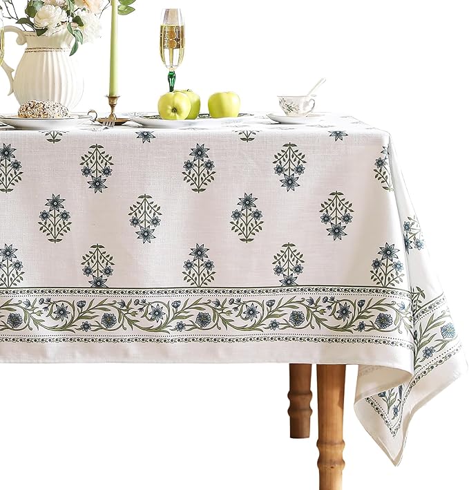 Rectangle Tablecloth 55x79 Inch Linen-Blend Floral Print