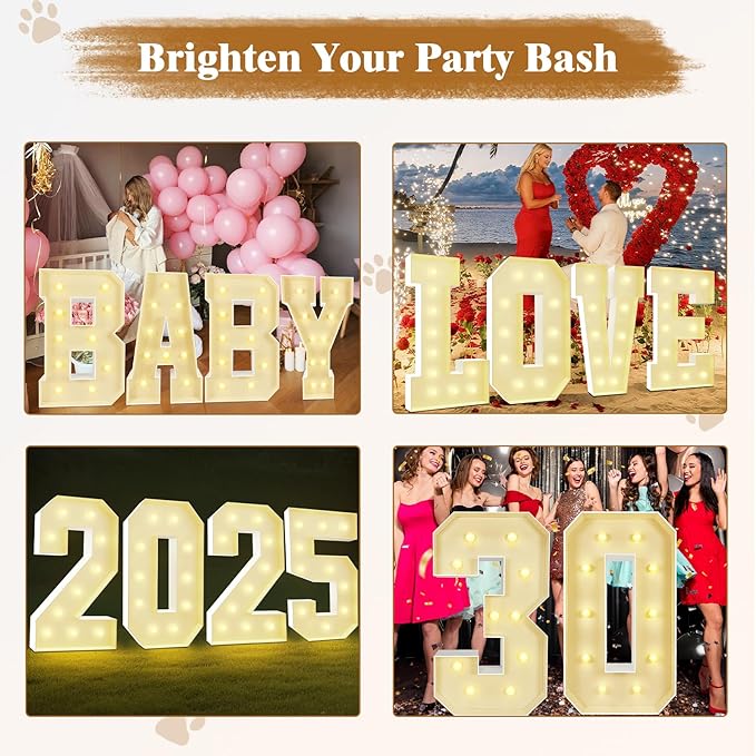 Marquee Light Up Letters: 4FT Large Decorative Signs for Party Decorations Baby Shower Birthday Wedding Engagement Anniversary, 4 Feet Tall Pre-Cut DIY Foamboard Letter O - Easy to Assemble