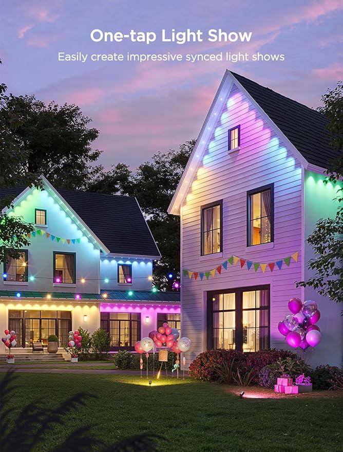 String Lights 50ft Outdoor RGBIC, 16M Colors, Waterproof