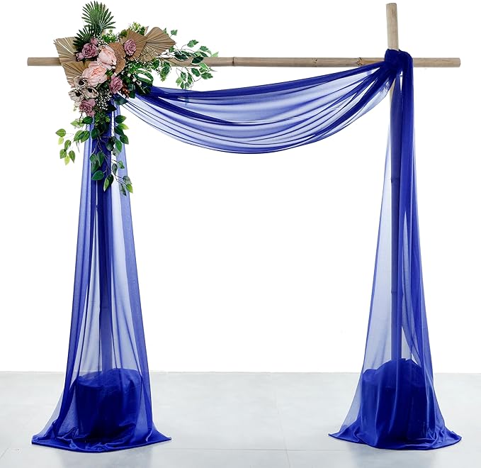 Backdrop Fabric Panel, Royal Blue Sheer Chiffon, 30 In x 40 Ft