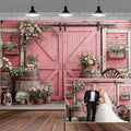 12x10ft Country Wedding Pink Photography Backdrop Rustic Wooden Door Photography Backdrop Farmhouse Flower Western Girl Birthday Baby Shower Wedding Bridal Party Banner Photo Booth Props Background