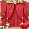 20ft x 15ft Red Wrinkle Free Backdrop Curtains for Parties,Silky Polyester Fabric Wedding Ceiling Drapes, 4 Panels 15ft Photo Back Drop Drapes for Baby Shower Photography Stage Background Cloth