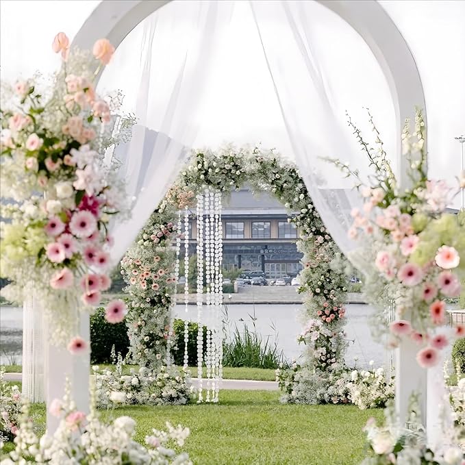 Outdoor Curtains - White Sheer Gauze Arch Drapes, 2 Panels, 29 x 240 Inch