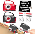 (2-Pack) Wrapping Paper Cutter & Tape Dispenser Dual Use with 4 Tapes，2 Replace Blades Kit for Christmas Gift Wrap Cutter Tool Paper Roll Holder Tube Sliding Slicing for Birthday Holiday.