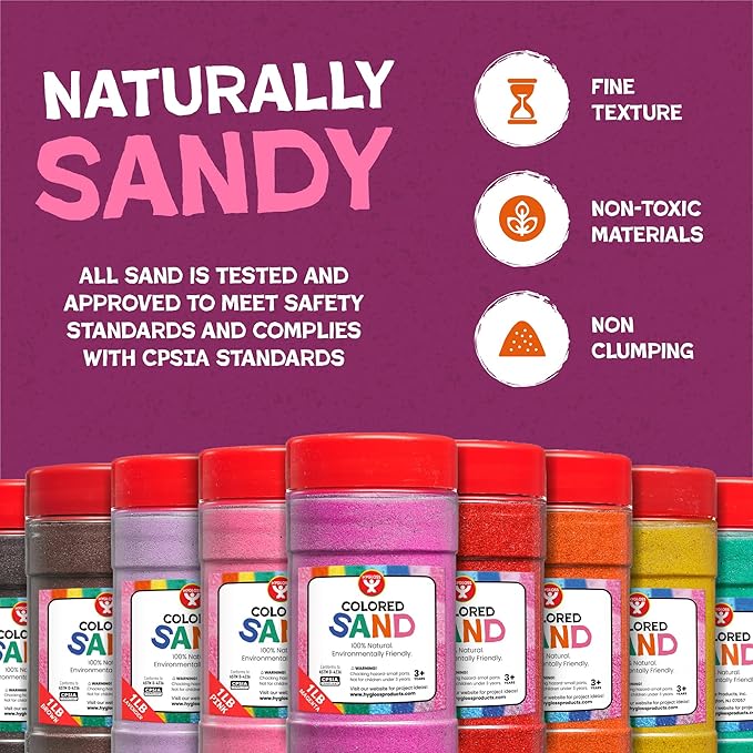 Hygloss Colored Sand for Crafts – 3 lb Bottle, Magenta – Vibrant Colorful Fine Sensory Play Sand Art Kits for Kids – Classroom Activities for Children 3 4 5 6 7 8 9 10 11 12 – Safe for Ages 3+