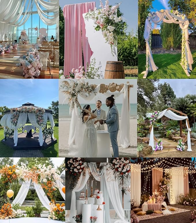 Lilac Purple Wedding Arch Draping Fabric 29" x 20 FT Wedding Drapes for Backdrop Sheer Curtains Drapes for Romantic Bridal Baby Shower Decor Ceremony Birthday Party Fall Outdoor Events