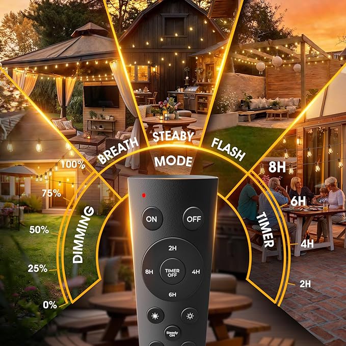 Outdoor LED String Lights, 200 FT Black Edison Bulbs