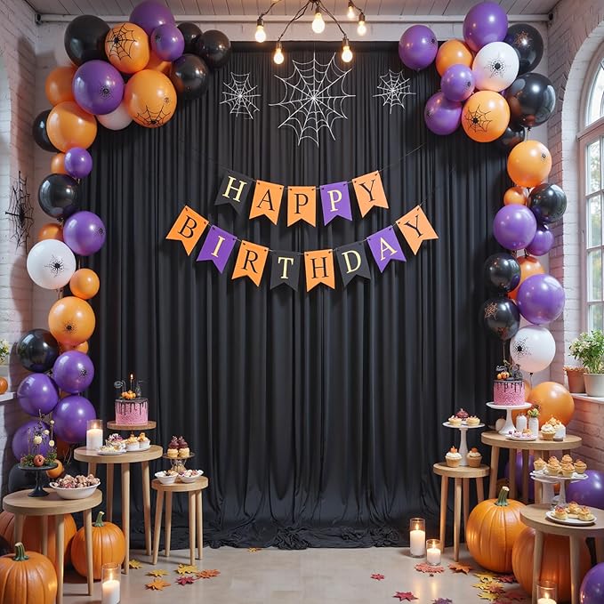 60x12ft Wrinkle Free Black Backdrop Curtain for Wedding Parties,12 Panels 5×12 ft Long Soft Silky Polyester Fabric Backdrop Drapes Black Photo Back Drop Curtains for Party Photography Background Cloth