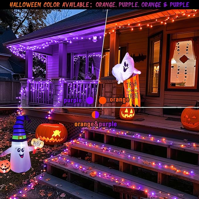 String Lights, 168ft 600-LED Orange-to-Purple Outdoor Halloween Decor