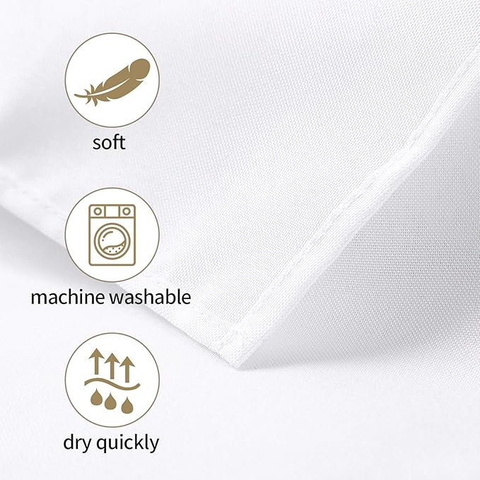 Ascoza 2pack 90x132 Inch White Rectangular Tablecloth 8 Feet Table Cloth in Polyester Fabric for Wedding/Banquet/Restaurant/Parties