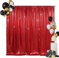 SquarePie Sequin Backdrop Curtain Less See Through Background for Wedding Christmas Party(10FT x 10FT, Red)