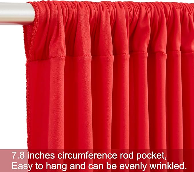 Red Backdrop Curtains, Wrinkle-Free Soft Fabric, Set of 10 Panels