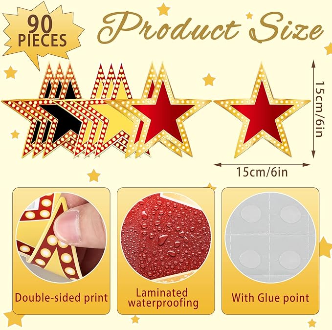 Geosar 150 Pcs Movie Star Cardboard Red Carpet Awards Night Cutouts Confetti Cutouts for Bulletin Board Movie Party Decoration Supply Wall (6 Inch)