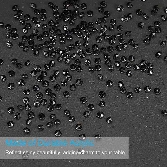 PATIKIL 4000 Pcs Wedding Table Scatter Confetti Crystals 6 mm Acrylic Diamonds Vase Fillers Gems for Table Centerpiece Decorations Party Vase Beads, Black