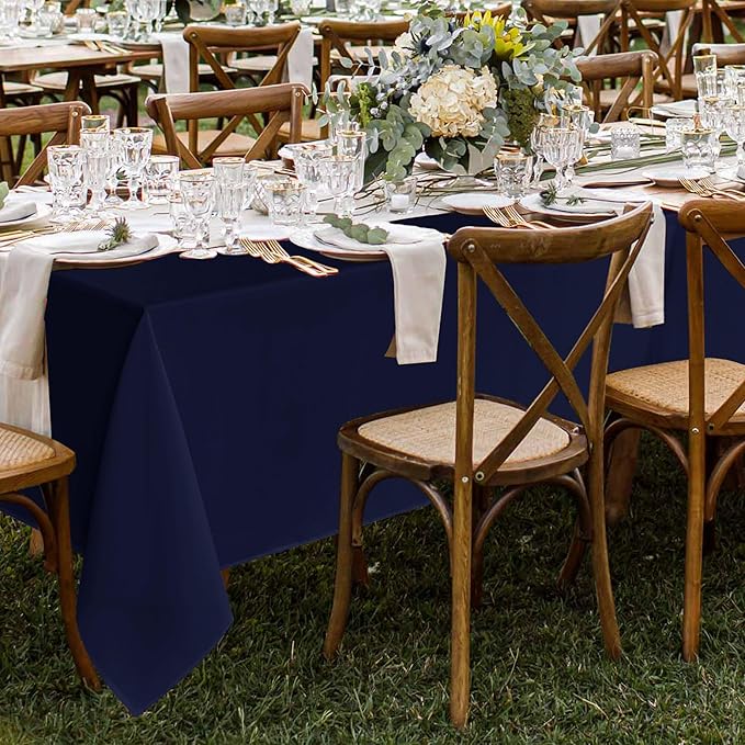 Fitable 8 Pack Rectangle Tablecloths: Stain Resistant Wrinkle Free Fabric Table Clothes, Washable Reusable Polyester Table Covers for Wedding Party Birthday Banquet Reception(Navy, 60x102 Inch)