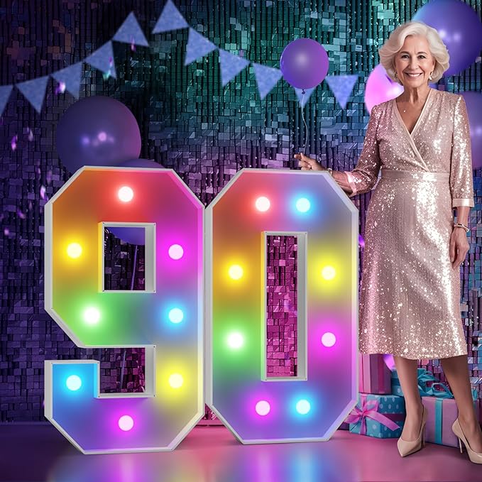 Birthday Party Decoration with Cardboard Number 90 Marquee Design
