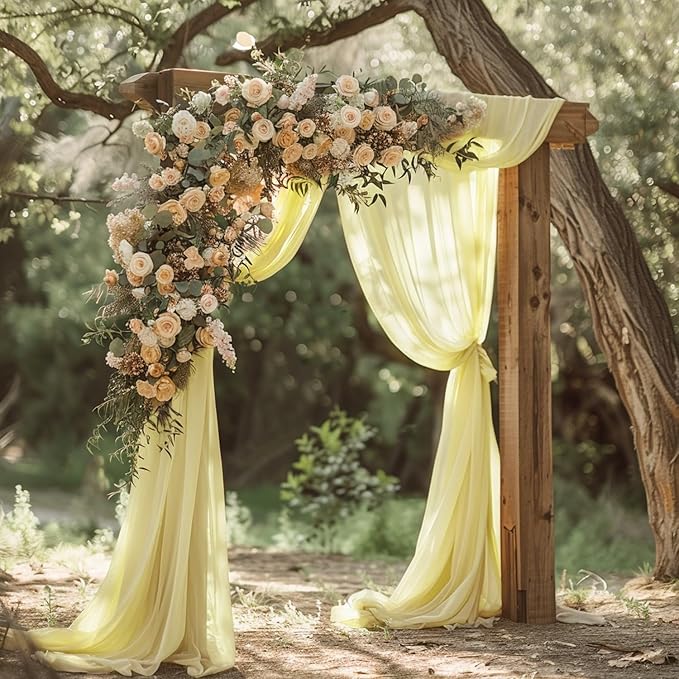 Wokceer Wedding Arch Draping Fabric 6 Panels 28.7" x 20FT Beige Drapes Sheer Fabric Backdrop Arch Draping Fabric for Wedding Ceremony Birthday Party Bridal Shower Decoration