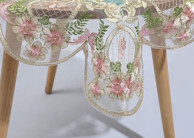 vctops Damask Lace Patchwork Tablecloth Luxury Square Small Table Cover Elegant Floral Embroidered Lace Table Cloth for Party Kitchen Dinning Picnic Decoration (Type N,32"x32")