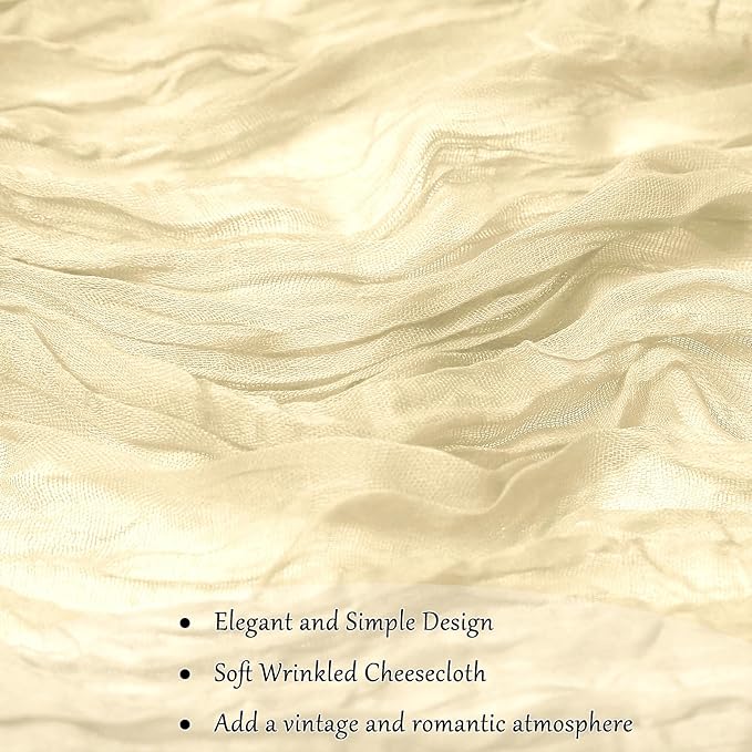 10-Pack Beige Cheesecloth Table Runners – 10FT (35x120 Inch) Boho Rustic Gauze Fabric Cheese Cloth Table Runner for Weddings, Baby Showers, Bridal Shower, Farmhouse & Birthday Party Decor