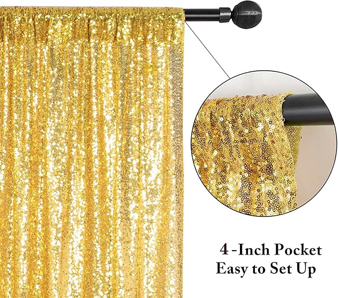 Eternal Beauty Gold Sequin Backdrop, 5x7 Ft Glitter Background Curtains for Shimmer Photography Party Wedding Birthday Back Drop Decor
