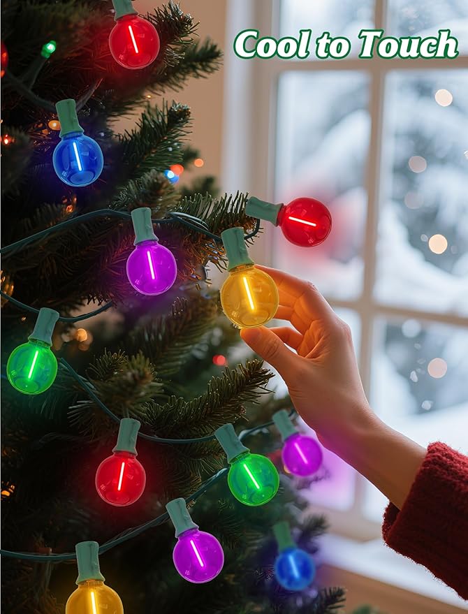 String Lights: 25 ft Multicolor G40 Globe LED, Shatterproof Outdoor